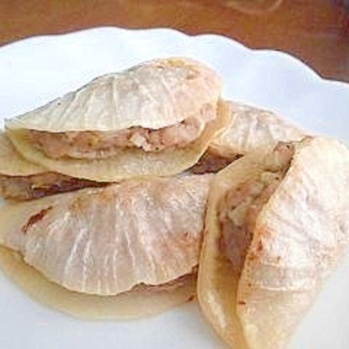 ひき肉の大根包み焼き